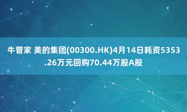 牛管家 美的集团(00300.HK)4月14日耗资5353.26万元回购70.44万股A股